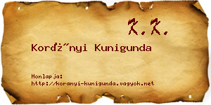 Korányi Kunigunda névjegykártya